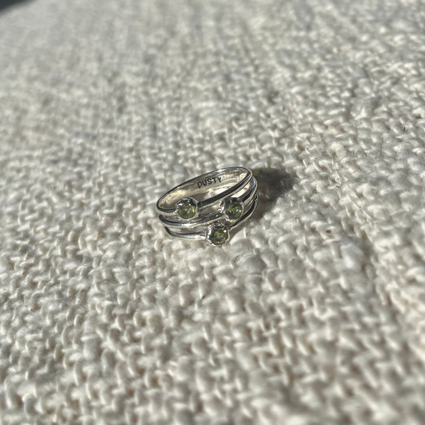 Silver Peridot Sandstorm Ring