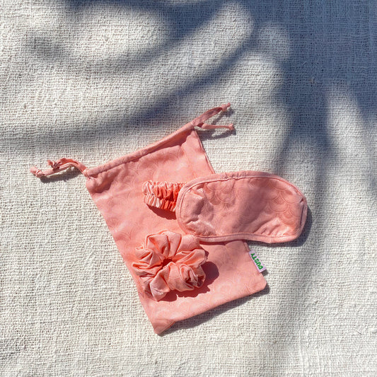 Silk Sleep Mask Set in Pink