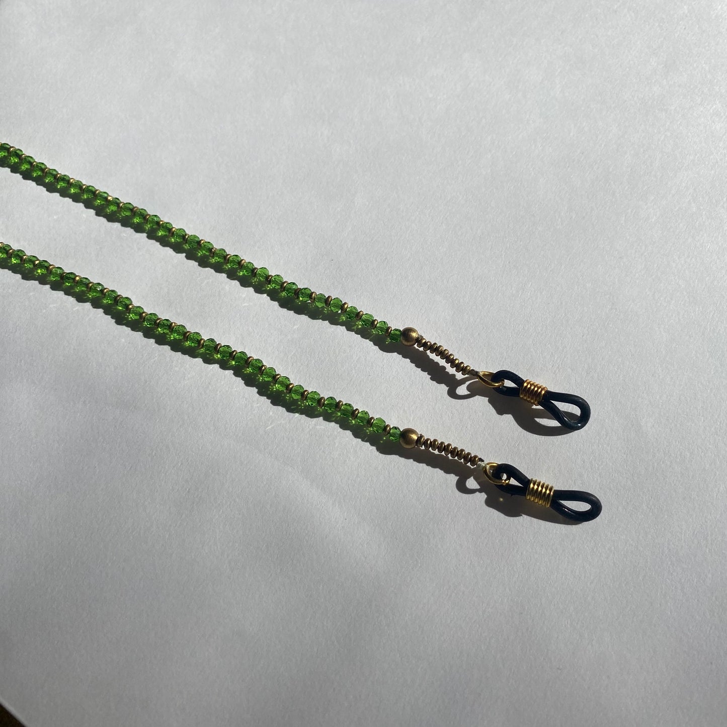 Sunglass Strings (Green & Gold Beads)