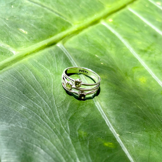 Silver Peridot Sandstorm Ring