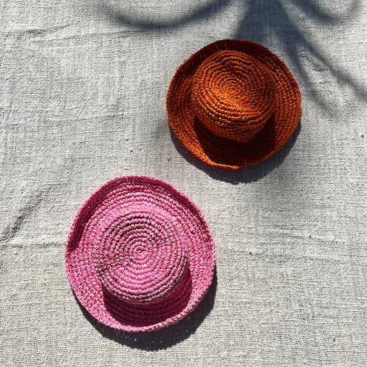 colourful raffia bucket hat